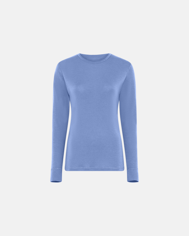 Langermet t-skjorte, 100% merino ull, blå -Dovre Women