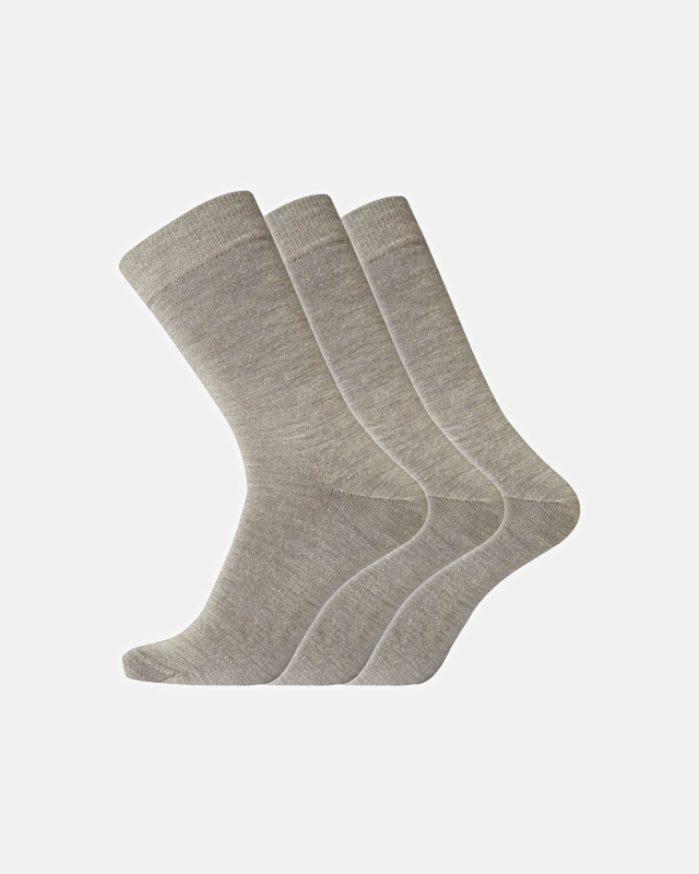 Sokker "No elastic", Bomull/ull, 3-pakning, Beige -Dovre
