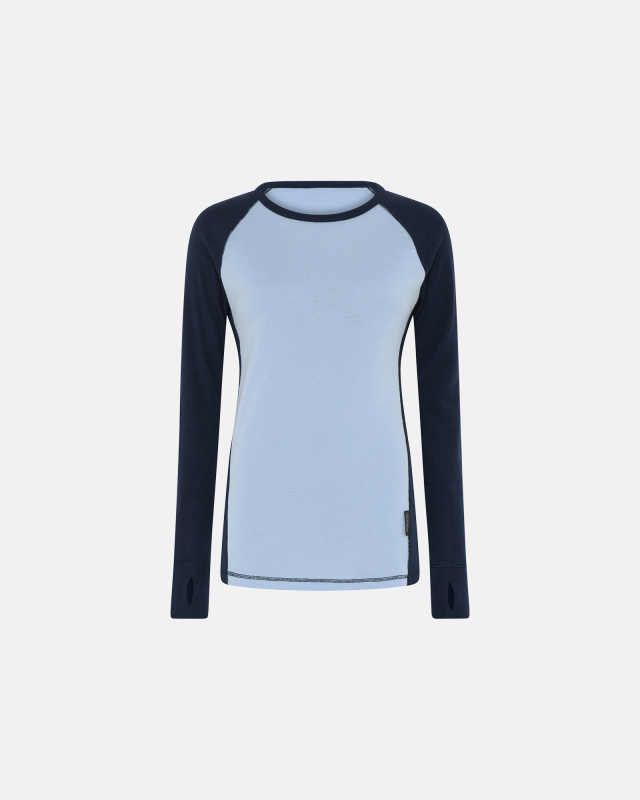 Langermet t-skjorte, 100% merino ull, blå/navy -Dovre Women