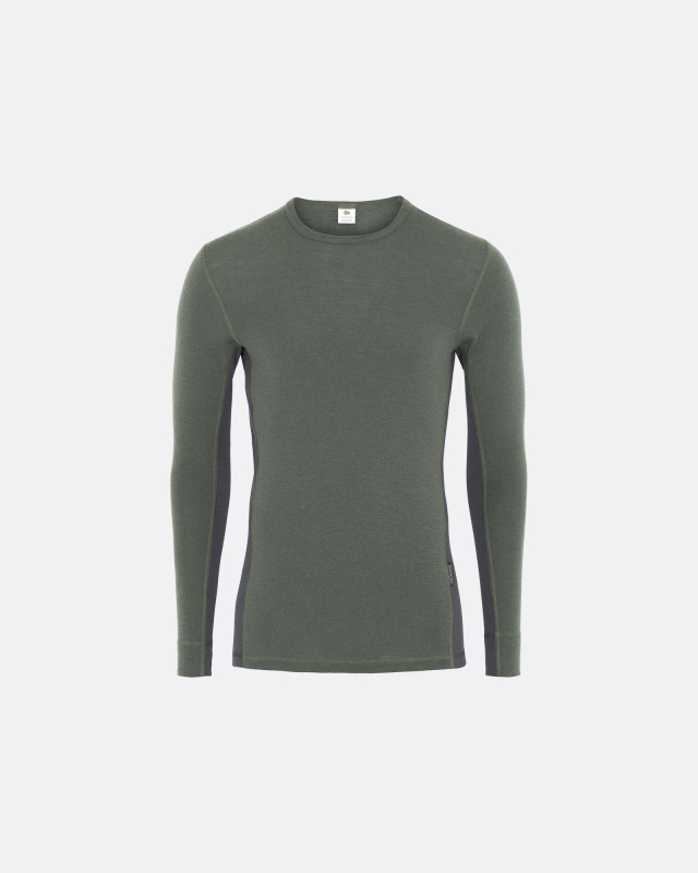 Langermet t-skjorte, 100% økologisk ull, grønn -Dovre