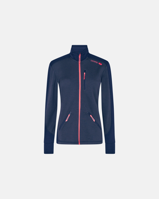 Jakke "zip", 100% ull, Navy -Dovre Women