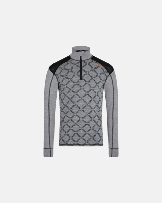 Langermet t-skjorte "Half Zip", 100% ull, Grå -Dovre Langermet t-skjorte "Half Zip", 100% ull, Grå -Dovre