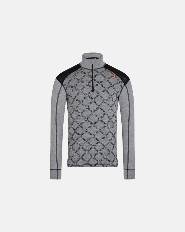 Langermet t-skjorte "Half Zip", 100% ull, Grå -Dovre