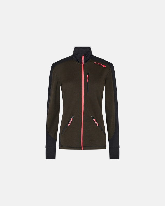 Jakke "zip", 100% ull, Grønn -Dovre Women