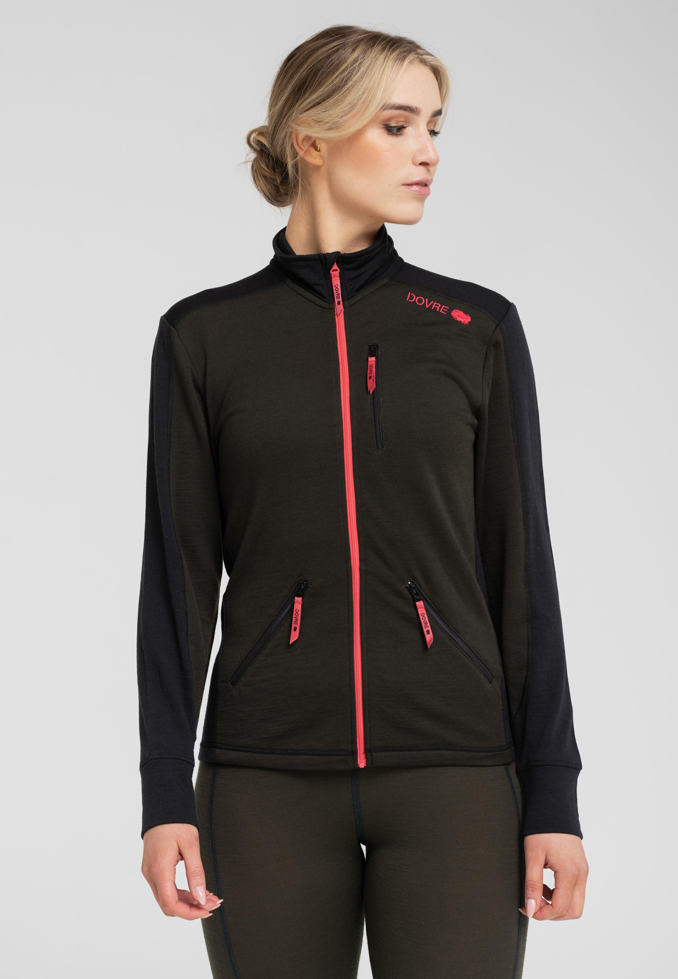Jakke "zip", 100% ull, Grønn -Dovre Women Jakke "zip", 100% ull, Grønn -Dovre Women