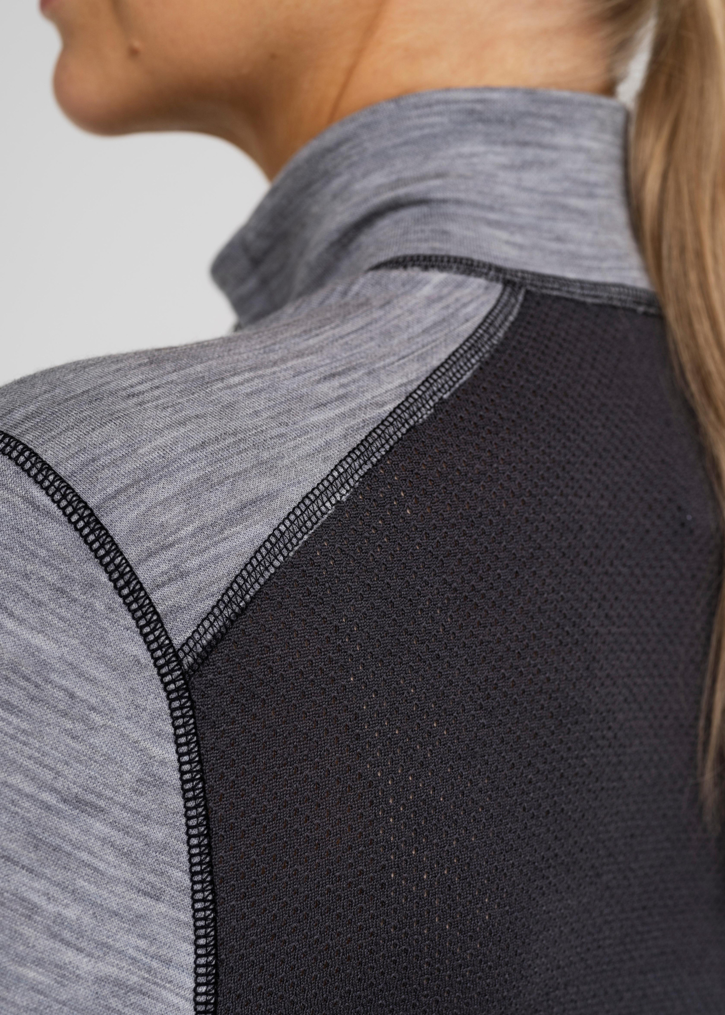 Langermet t-skjorte "Half Zip", 100% merino ull, grå -Dovre Women Langermet t-skjorte "Half Zip", 100% merino ull, grå -Dovre Women