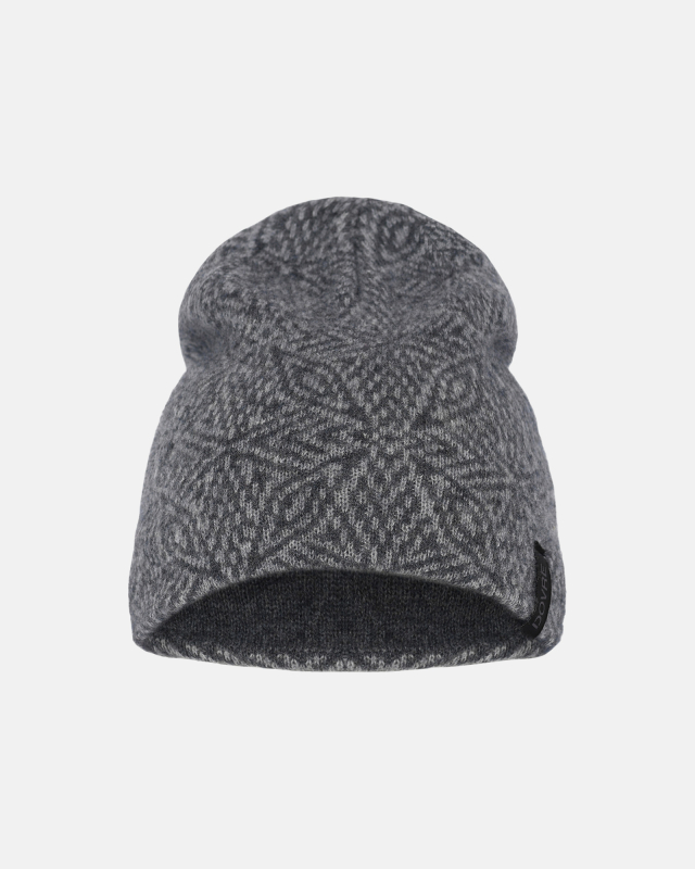 Lue med mønster, 100% merino ull, grå -Dovre Women