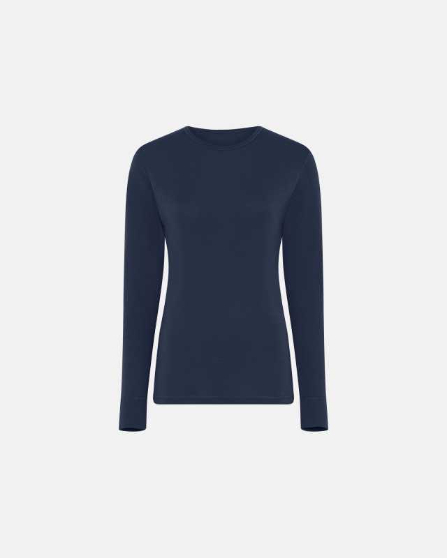 Langermet t-skjorte, 100% merino ull, navy -Dovre Women
