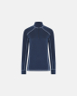 Langermet t-skjorte "Half Zip", 100% merino ull, navy - Dovre Women