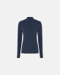 Langermet t-skjorte "Half Zip", 100% ull, navy - Dovre Women
