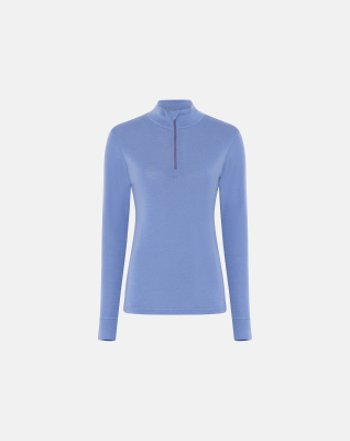 Langermet t-skjorte "Half Zip", 100% ull, blå -Dovre Women Langermet t-skjorte "Half Zip", 100% ull, blå -Dovre Women