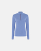Langermet t-skjorte "Half Zip", 100% ull, blå - Dovre Women