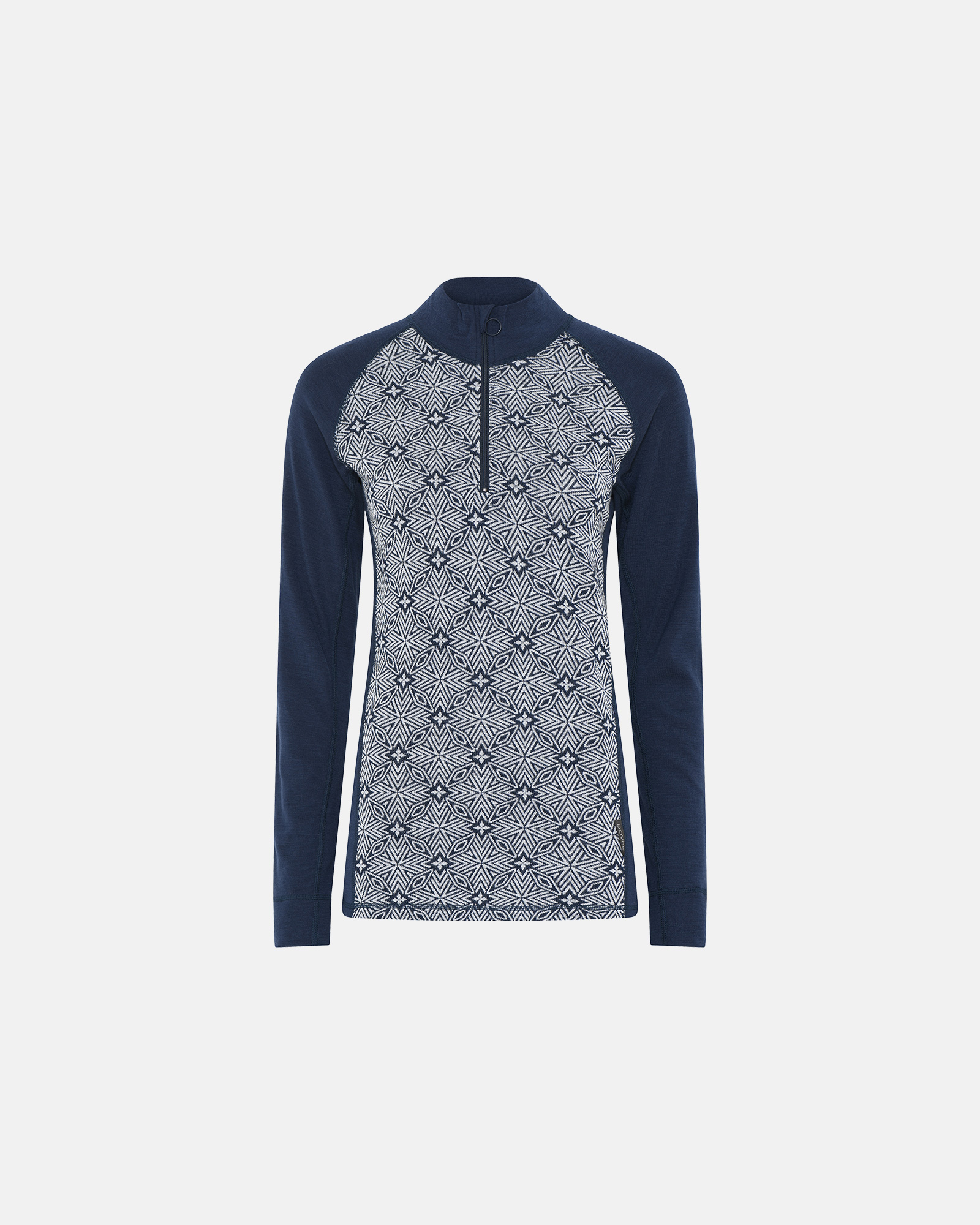 Langermet t-skjorte "Half Zip", 100% merino ull, navy -Dovre Women Langermet t-skjorte "Half Zip", 100% merino ull, navy -Dovre Women
