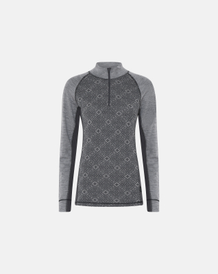 Langermet t-skjorte "Half Zip", 100% merino ull, grå -Dovre Women Langermet t-skjorte "Half Zip", 100% merino ull, grå -Dovre Women