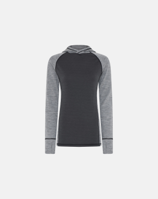 Langermet skjorte med hette, 100% Ull, grå -Dovre Women Langermet skjorte med hette, 100% Ull, grå -Dovre Women