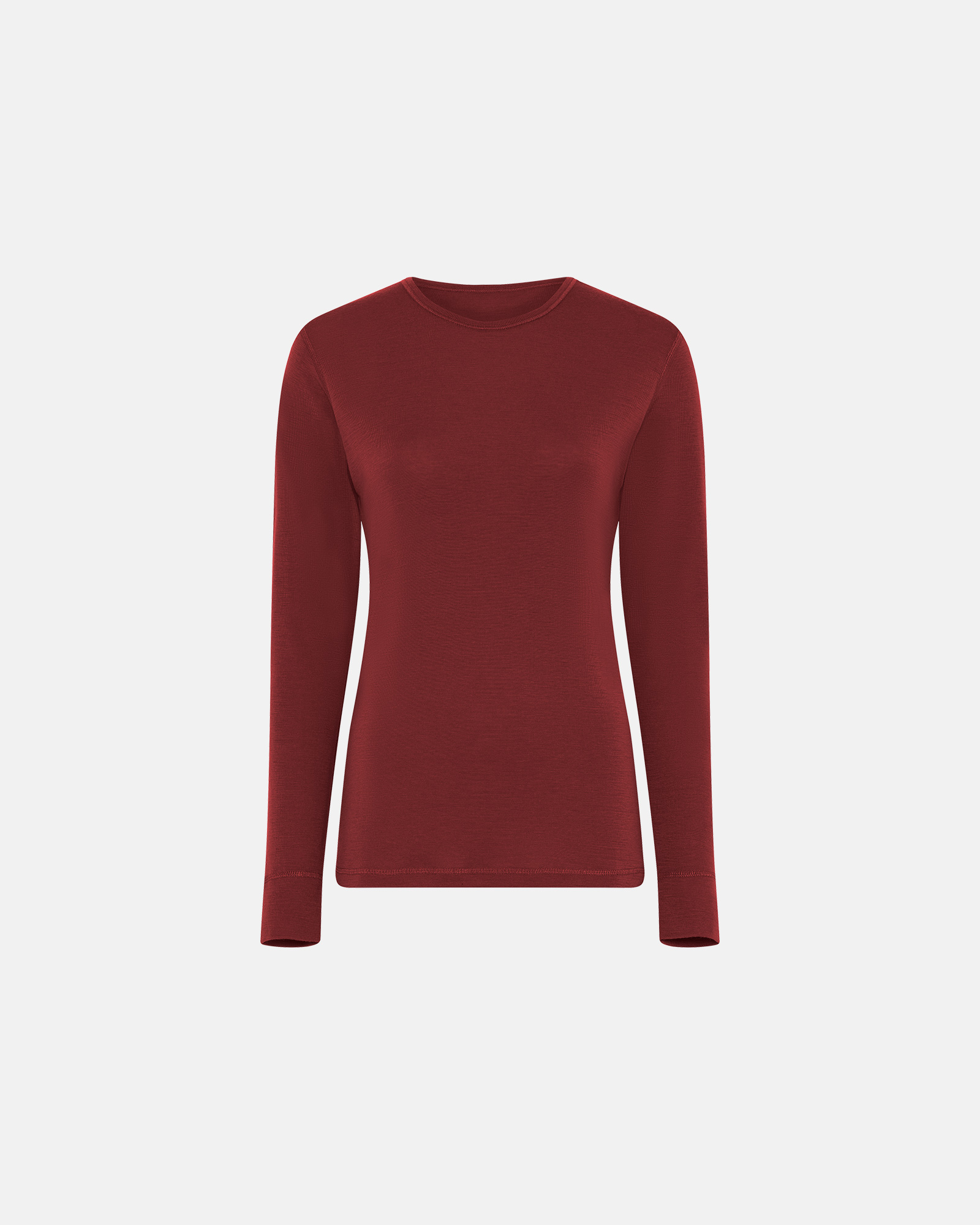 Langermet t-skjorte, 100% merino ull, rød -Dovre Women