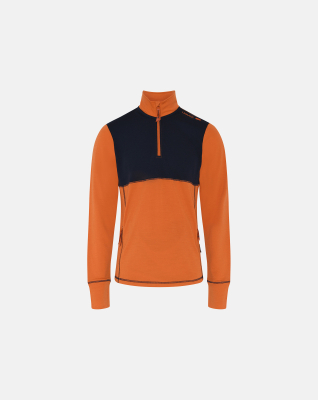 "Midlayer" zip, 100% merino ull, orange/marine "Midlayer" zip, 100% merino ull, orange/marine