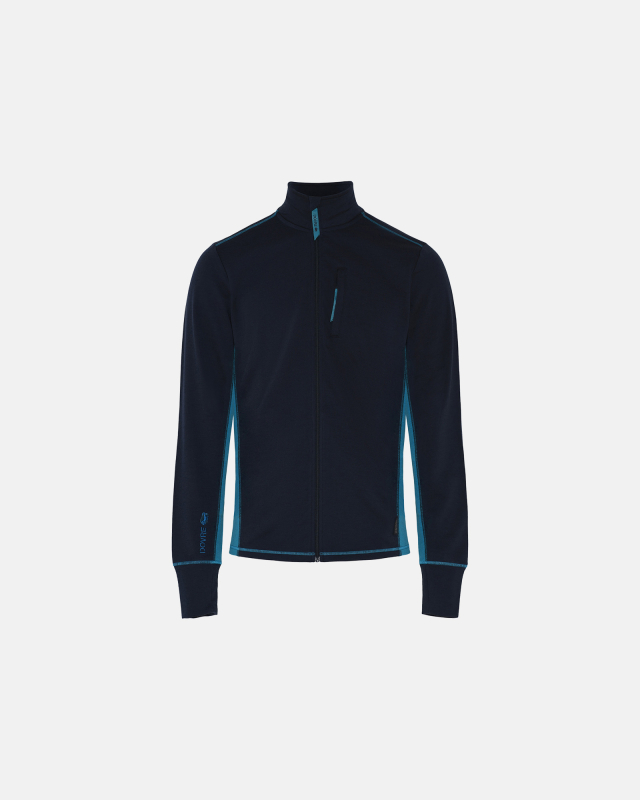 "Midlayer" zip, 100% merino ull, marine/blå -Dovre