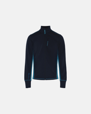 "Midlayer" zip, 100% merino ull, marine/blå "Midlayer" zip, 100% merino ull, marine/blå