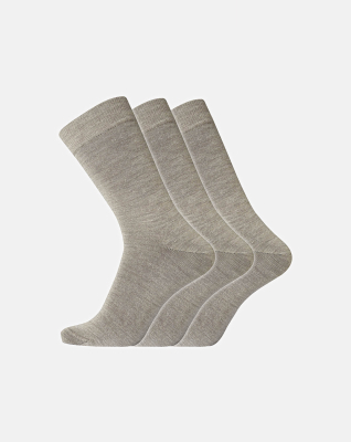 Sokker "No elastic", Bomull/ull, 3-pakning, Beige Sokker "No elastic", Bomull/ull, 3-pakning, Beige