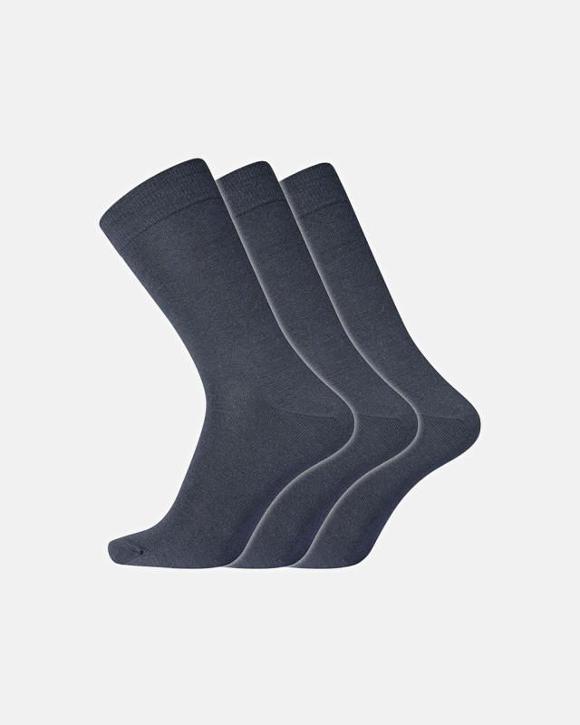 Sokker "No elastic", Bomull/ull, 3-pakning, Navy -Dovre