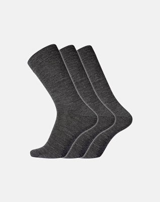 Sokker "No elastic", Bomull/ull, 3-pakning, Grå Sokker "No elastic", Bomull/ull, 3-pakning, Grå