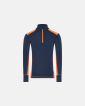 Langermet t-skjorte "Half Zip", 100% merino ull, marine/orange -Dovre