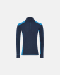 Langermet t-skjorte "Half Zip", 100% merino ull, marine/blå - Dovre