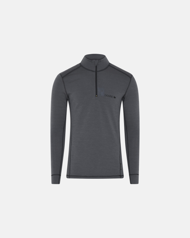 "Doublelayer" Zip, 100% merino ull, grå -Dovre