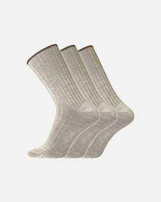Sokker "No elastic", Ull, 3-pakning, Beige Sokker "No elastic", Ull, 3-pakning, Beige