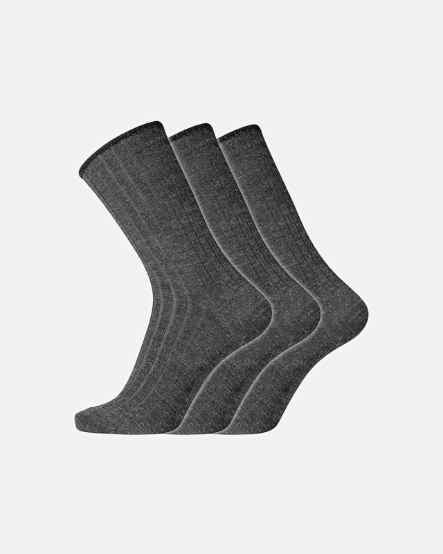 Sokker "No elastic", Ull, 3-pakning, Grå -Dovre