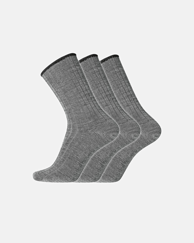 Sokker "No elastic", Ull, 3-pakning, Lysegrå -Dovre