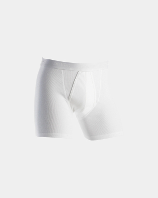 Boxer Gylf Rib, Økologisk Bomull, Hvit Boxer Gylf Rib, Økologisk Bomull, Hvit