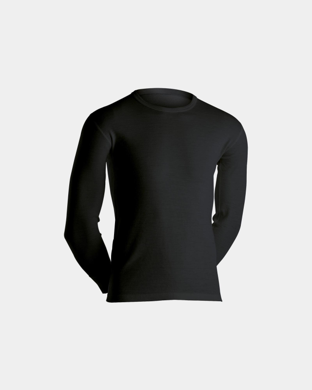 Langermet t-skjorte, 100% merino ull, sort -Dovre