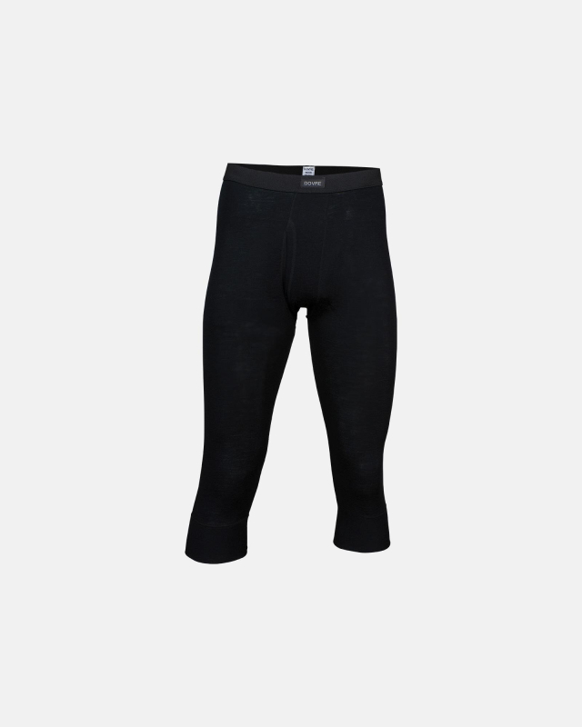 Stillongs 3/4 m. gylf, 100% merino ull, Svart -Dovre