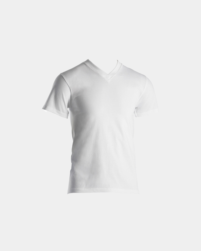 T-Skjorte V-Neck Jersey, Økologisk Bomull, Hvit -Dovre