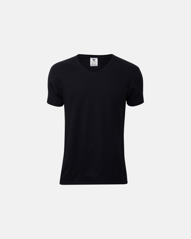 T-Skjorte V-Neck, Økologisk Bomull, Svart -Dovre