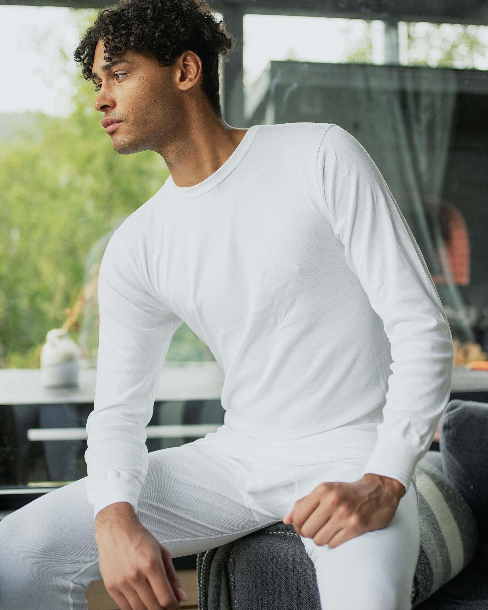 Langermet T-Skjorte Rib, Økologisk Bomull, Hvit -Dovre Langermet T-Skjorte Rib, Økologisk Bomull, Hvit -Dovre