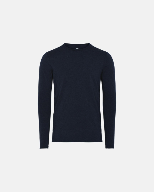 Langermet t-Skjorte, Ull, Navy -Dovre