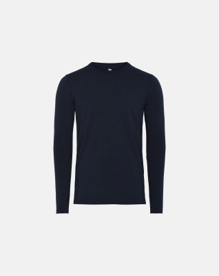 Langermet t-Skjorte, Ull, Navy Langermet t-Skjorte, Ull, Navy