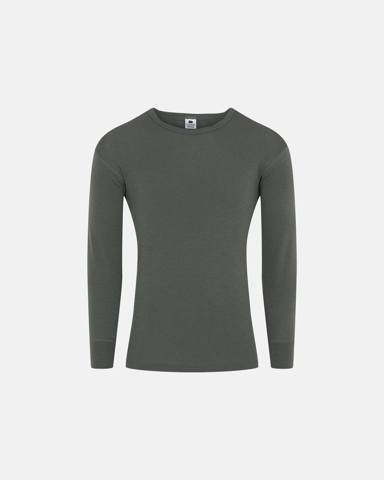 Langermet t-skjorte, 100% merino ull, grønn -Dovre