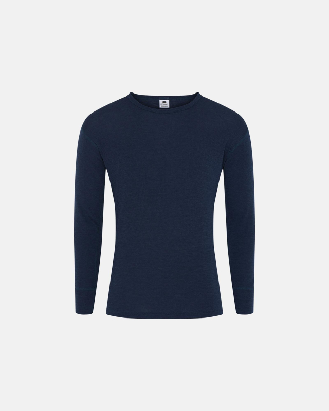Langermet t-skjorte, 100% merino ull, marine -Dovre