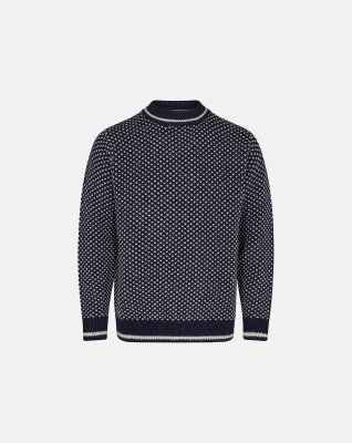 Pullover "strik", 100% ull, Navy -Dovre Pullover "strik", 100% ull, Navy -Dovre