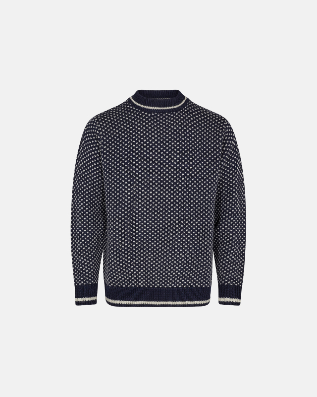 Pullover "strik", 100% ull, Navy -Dovre