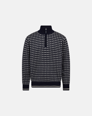 Cable strik med zip, 100% Ull, Flerfarget -Dovre Cable strik med zip, 100% Ull, Flerfarget -Dovre