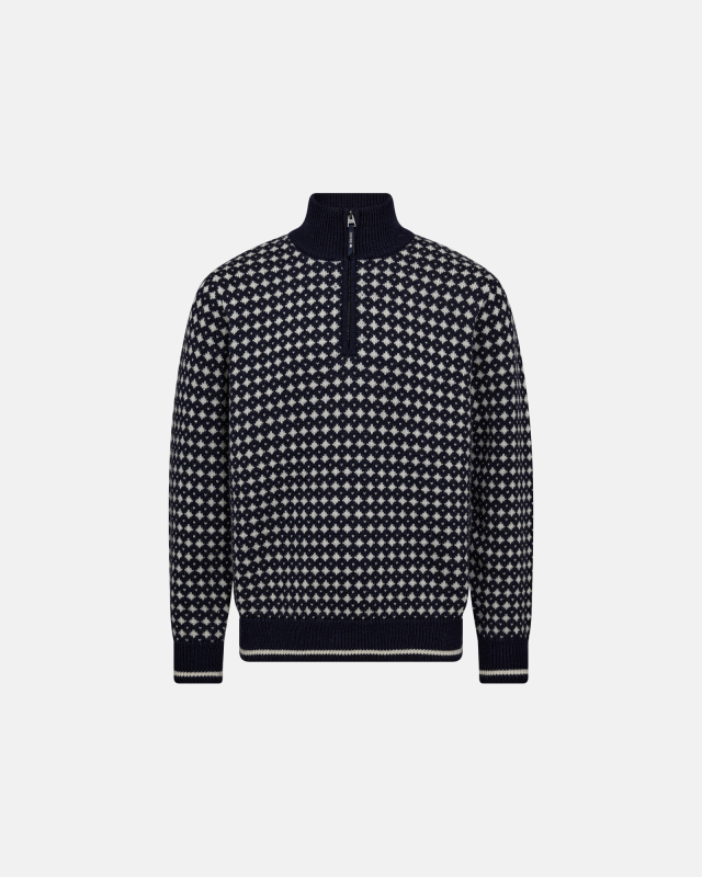 Cable strik med zip, 100% Ull, Flerfarget -Dovre