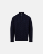 Cable strik med zip, 100% Ull, Navy -Dovre