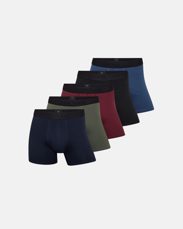 Boxers, Bomull, 5-pakning, Flerfarget -Dovre