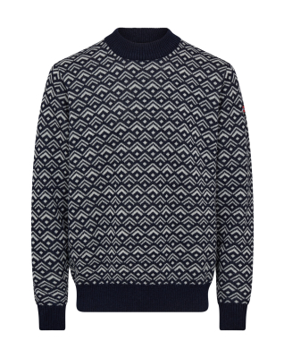 Genser "strikk", 100% Ull, Marineblå Grå -Dovre Genser "strikk", 100% Ull, Marineblå Grå -Dovre