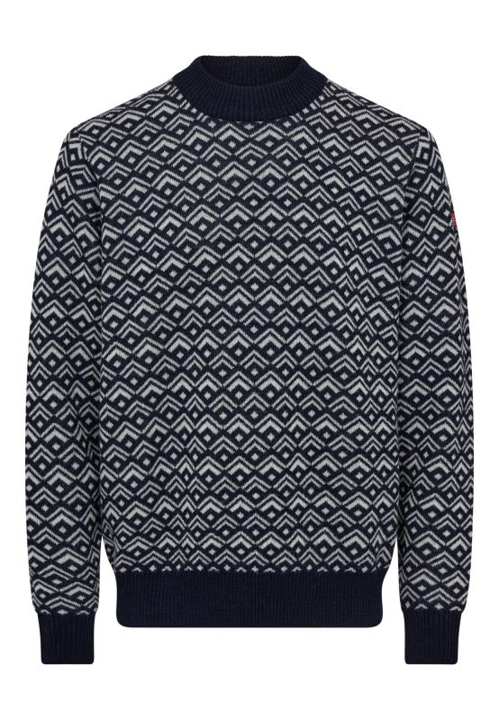 Genser "strikk", 100% Ull, Marineblå Grå -Dovre